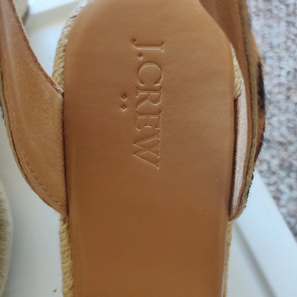 J. Crew Tan Leather Espadrille Slip-On